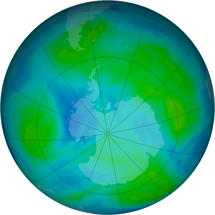 Antarctic ozone map for 02 February 1997